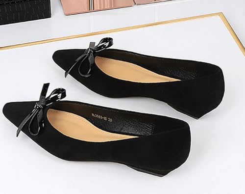 Niction Suede Bow Flats for Women Trendy Fall Pointed Toe Flat Shoes Cute Mary Jane Ballet Flats Shoes Casual Comfortable Dressy Work Flat 20252
