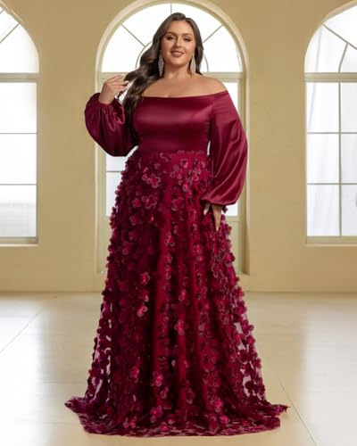 Women's Plus Size One Shoulder Long Sleeve A Line Dresses Elegant Formal Evening Party Gowns3