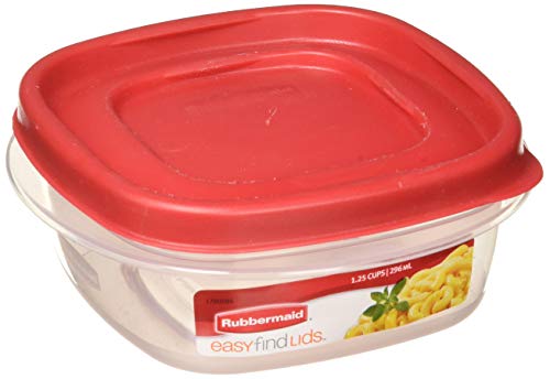 Rubbermaid 714270018701 Easy Find Lid Square 5-Cup Food Storage Container (Pack of 6), Red