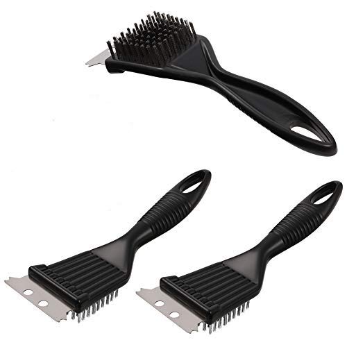 FANCYLEO EU 3pcs BBQ Grill Brush, Heavy Duty Stainless Steel Barbecue Bristles for Charcoal Electric Gas Grill Cleaning Grills and Surfaces Optimal Grill Cleaning