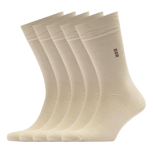 VRD SOCKS Mens Bamboo Dress Socks for Men, Assorted 5 Pack, Moisture Wicking Dress Socks for Men, Shoe Size 8-12, Beige Tan