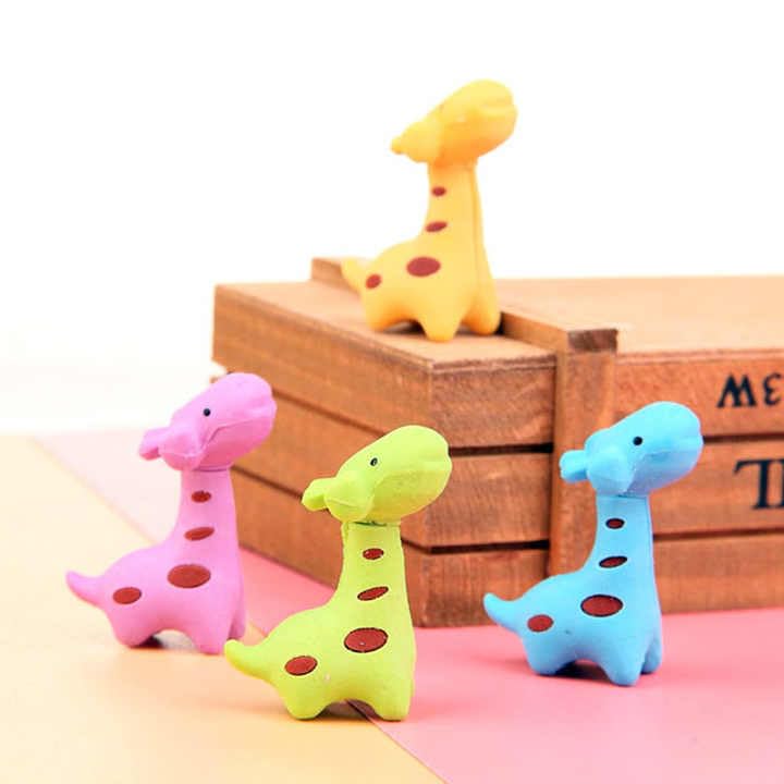 Image of AK Store (Pack of 4) 3D Cute Cartoon Shape Rubber Pencil Erasers, School Stationery for Kids, Boys Girls, Birthday Return Gifts (Giraffe)