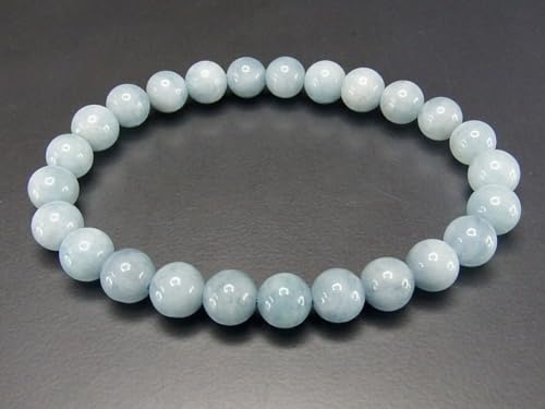 石街] アクアマリン 7mmブレスレットミルキーブルー色天然石海の宝石