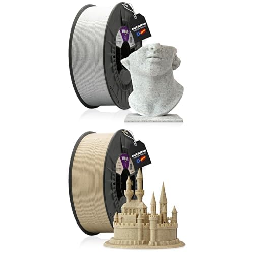 WINKLE Filamento PLA HD Texture (Texturizado) 1.75mm 1kg Mármol + 1kg Arena | Filamento para Impresora 3D | Precisión Dimensional +/- 0.05mm | Bobina 1kg Made In Europe