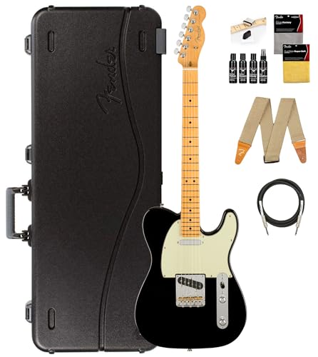 Fender American Professional II Telecaster - Black Bundle with Case, Strap, Cable, and Guitar Cleaning Kit