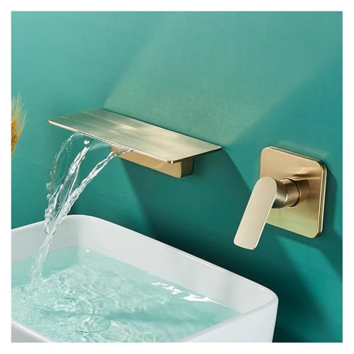 Mitigeur de lavabo cascade encastré or pour robinet mural eau froide - 2