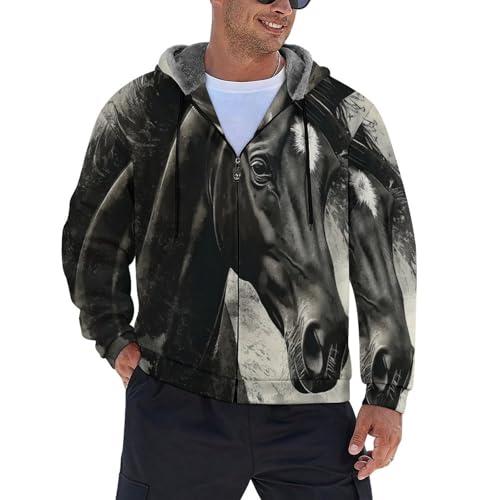 Veste polaire chaude homme avec poches zippées | Veste de randonnée d'hiver noire