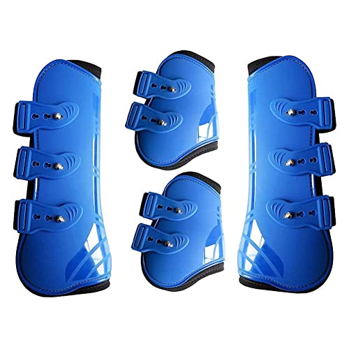 DFERTG Cheval Guêtres (4 Pièces - Avant Et Hind), PU Shell Tendon Brace Bottes Guard pour Riding Amortissante Saut Protection De La Concurrence(Size:XLarge,Color:Bleu) Cover