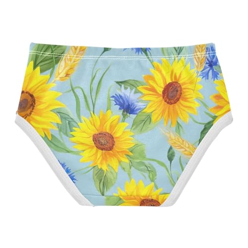 Cotton Girls Underwear Toddlers Bright Sunflowers Blue Floral Little Girl Panties Fun Print Briefs Kids Undies 2t2