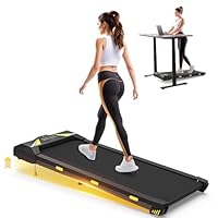 Freepi 4-in-1 Laufband für Zuhause mit Neigungsfunktion Walking Laufband Pad, Geräuscharme Laufbänder mit Fernbedienung Sportgerät mit Display fürs Homeoffice und Büro (Gelb)