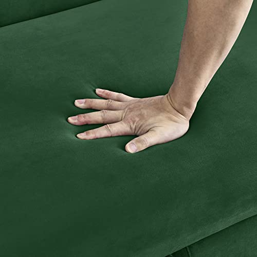 Holaki Convertible Velvet Sleeper Sofa Bed,55" Velvet Loveseat Sofa Modern Pull Out Sofa Bed Lounge Chaise With Adjustable Backrest,Grid Design Armrests And 2 Pillows,For Home Office(Green) #TOP4