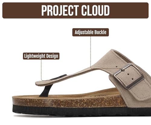 Image of Project Cloud Womens Sandals 100% Genuine Leather Thong Sandals for Women - Memory Foam Insole Women Sandals - Non-Slip Flip Flops for Women - Lightweight Sandals Women Footwear 2026