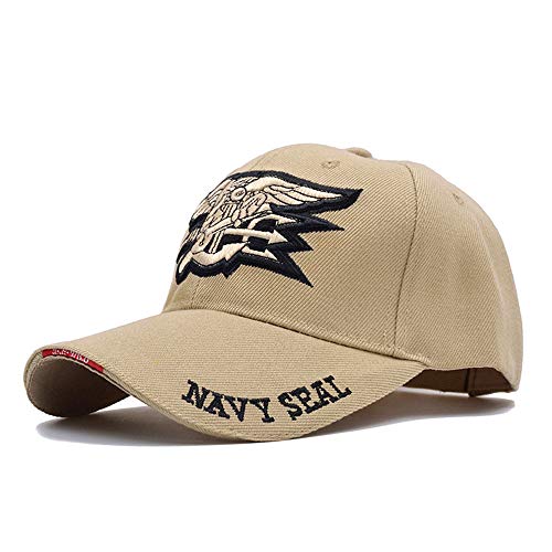GAOXUQIANG Hombre EEUU Navy BEASBALL Cop Sellos DE Navidad Cap TACTICA EJÉRCITO CAPULAR CAMPIRO Gorras Snapback Hat para Adultos,Caqui,L