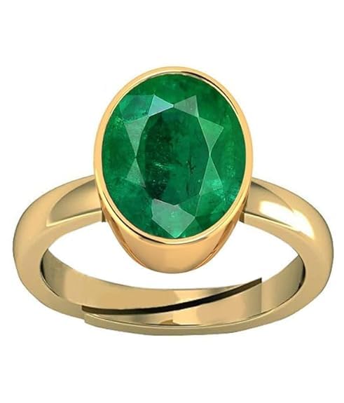 Certified by GGTL Precious Gemstone 7.25 Ratti White Metal Natural Panna/Emerald Adjustable Ring (Free Size)-image-27