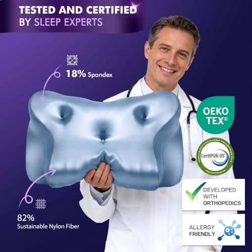 Dayme Orthopedic Memory Foam Pillows Cooling Cervical Neck Pillow Blue - image 7