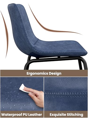 Image of 30in Bar Stools Counter Height Chairs Set of 3 Metal Legs (Blue)