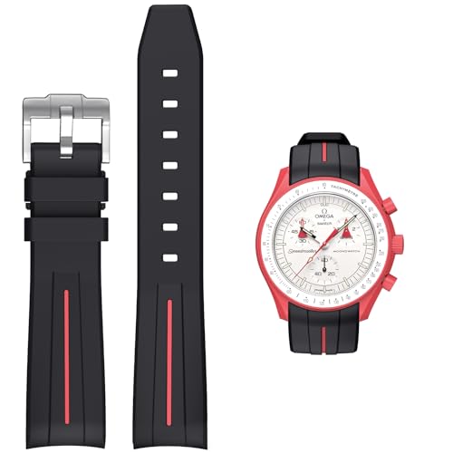 Image of Bands for Moonswatch Watch,Curved No Gap Rubber Strap Compatible with Omega X Swatch Moonswatch Speedmaster /Rolex /SEIKO 20mm Watch,Swatch Omega Moonswatch Speedmaster Watch Replacement Band Men Women