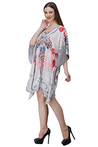 Image of RAVI RAJORIA Georgette Digital Printed Beach Wear Kaftan Blue Free Size R800 | Multi Color 2