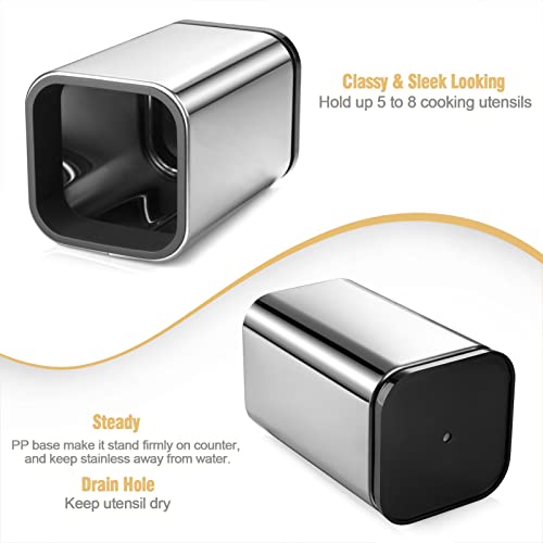 Xcx Utensil Holder Brushed Stainless, Stainless Steel Utensil Holder, Fingerprint Resistant Kitchenware Holder, Detachable Kitchen Utensil Crock,External Size 4"(L) X 4"(W) X 6.7"(H) #TOP2