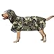 Hunde Regenmantel Regenjacke mit Kapuze & Kragenloch & Reflektierender Streifen wasserdichter Hundemantel für mittelgroße große Hunde 4XL Tarn Grün