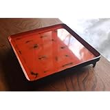 塗直し箇所有！シンプルデザインに研ぎ出し根来の小ぶり脚付四方膳（検輪島塗お膳お盆