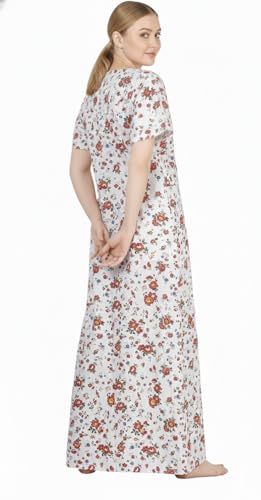Image of Keyocean Women's Cotton Printed Maxi Nighty, Full Length Night Gown for Women, Comfortable Night Gown and Sleepwear, Free Size, Pack of 2