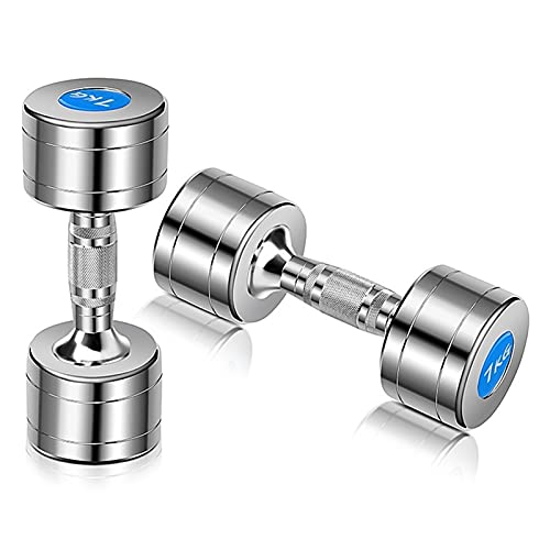 Dumbbell Igh kwaliteit pure stalen dumbbell 10kgs dumbbell * 2 stks dumbbell fitness paar Krachttraining (Color : Silver… - Afbeelding 4