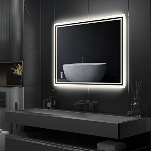 LUVODI-Espejo-Bano-con-Luz-Led-60×80-cm-Espejos-de-Bano-Pared-Antivaho-Moderno-Rectangular-sin-Marco-Inteligente-con-3-Colores-de-Luz-Interruptor-Tactil-Regulable-para-Tocador-Salon-Lavavo