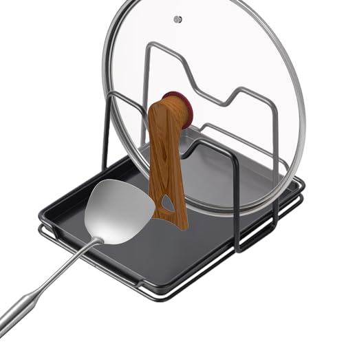 Soporte de tapa para ollas, estante de cocina sin taladrar, para cacerolas, para amas, madres, apartamentos, estudiantes, autocaravanas y chino