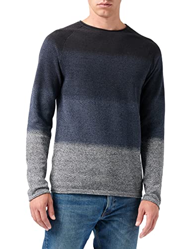 Jack & Jones Jjehill Knit Crew Neck Noos, Suéter Hombre, Navy Blazer Detail Gradient, L