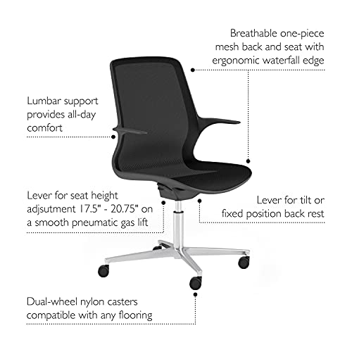 Image of Leick Home 10146-BK Teramo Italian Made Adjustable Ergonomic Mesh Office Chair with Swivel, Black