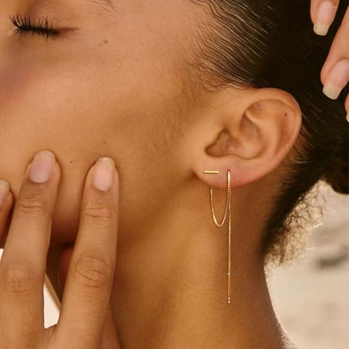 Threader Earrings for Women Gold Chain Earrings Rhinestone Tassel Dangle Earrings Minimalism Long Chain Earring Lightweight Earrings Fashion Jewelry for Women3