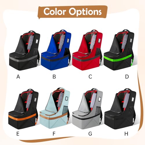 Image of YOREPEK Padded Gate Check Car Seat Travel Bag | Foldable Carseat Cover for Airplane Travel, Car Seat Carrier for Airport, Baby Carseat Backpack for Air Travel(Grey)