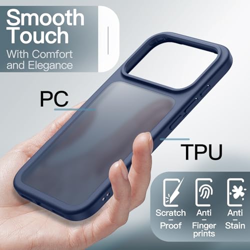 Image of JETech Matte Case for iPhone 17 Pro Max 6.9-Inch, Shockproof Military Grade Drop Protection, Frosted Translucent Back Minimalist Phone Cover, Anti-Fingerprint (Dark Blue)