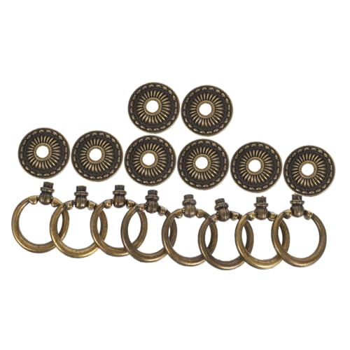 Alipis 8個亜合製シングルホールリングプル 抗錆防汚アンティークブロンズ仕上げ 引き出し取っ手 キャビネット用 クラシックレトロデザイ