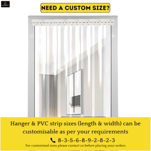 Image of Qlarity Covers 2mm Frosted PVC Door Curtain 36 x 84 inch | 7ft | 5 Strips | Heavy-Duty Transparent PVC Strip Curtain with Metal Hangers | Helps Retain Cooling, Reduce Dust, & Improve Airflow Plus