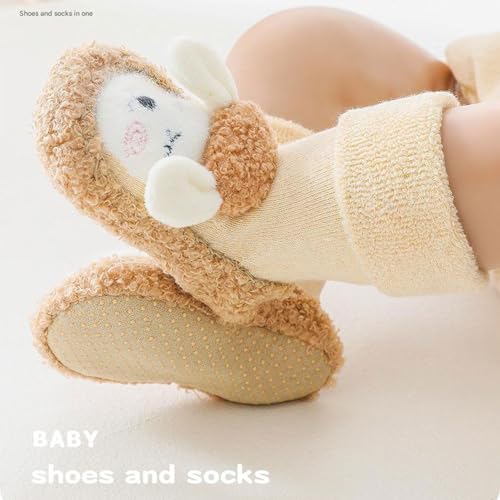 Baby Cartoon Plush Cotton Toddler Shoes, 2025 Upgraded Baby Sock Shoes, Baby Boys Girls Cartoon Plush Warm Cotton Shoes2