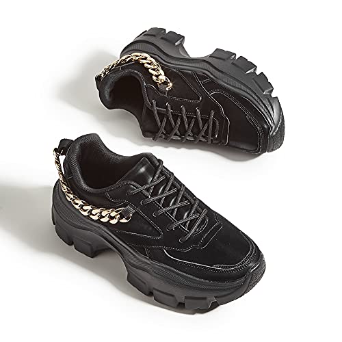 Image of LUCKY STEP Women Chunky Platform Dad Colorblock Casual Lace-Up Walking Sneakers
