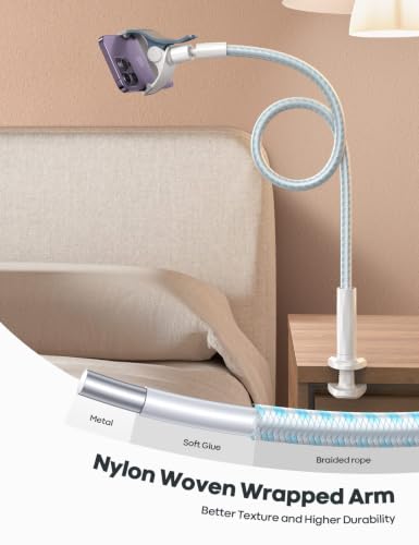Image of Lamicall Gooseneck Phone Holder for Bed, Overall Length 38.6in | Flexible 360 Adjustable Clamp Clip, Overhead Cell Phone Mount Stand for Desk, Compatible with All Cellphone (4-7 inch)