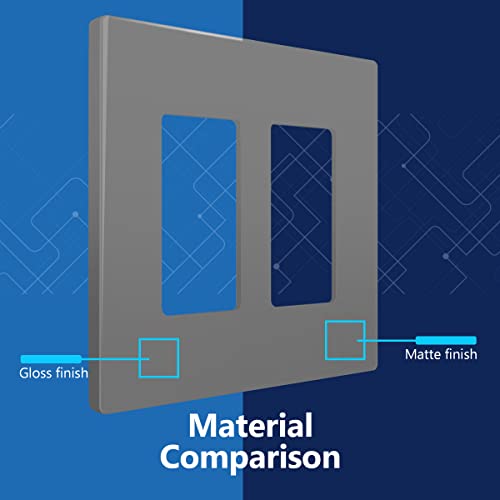 Image of LIDER Decorator Switch Cover, Screwless Wall Plate, Mid-Size 2-Gang 4.88 inch x 4.92 inch, LSWP-32M-GY, UL Listed, Thermoplastic, Matte Gray, 1-Pack