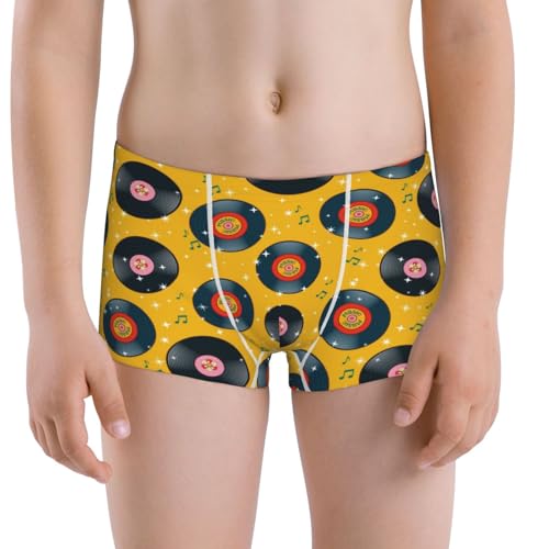 Boys' Cotton Boxer Brief Soft Underwear-Retro Vinyl Records