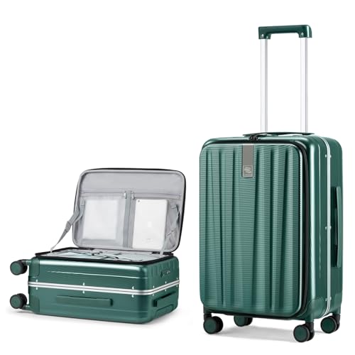 Hanke 24 Inch Checked Luggage Front Opening Rolling