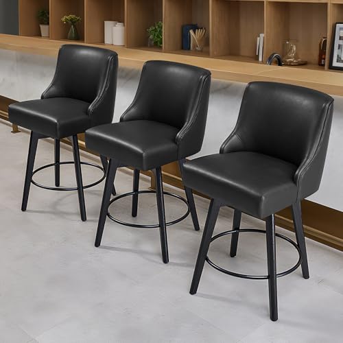 Image of 26 inch Counter Height Swivel Bar Stools, Set of 2, Black
