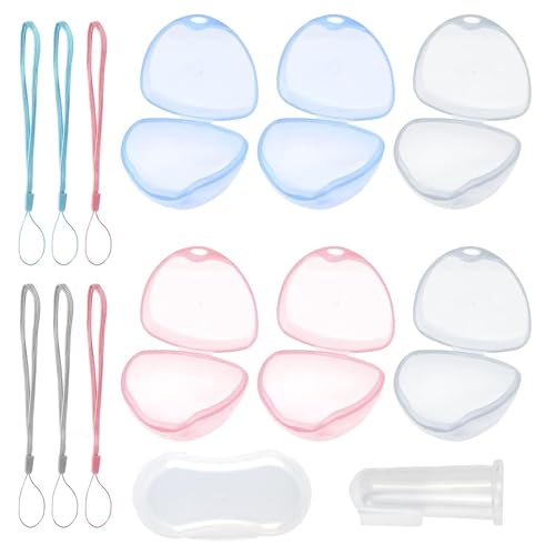 MUYAPAY Schnullerbox für Baby,Schnullerbox Tragbar,Schnullerbox, 6 Transparent Schnullerbox Schnullerhalter Etui Schnuller Box BPA-Free Nipple Shield Etui für Säugling, Baby, Reisen, Zuhause