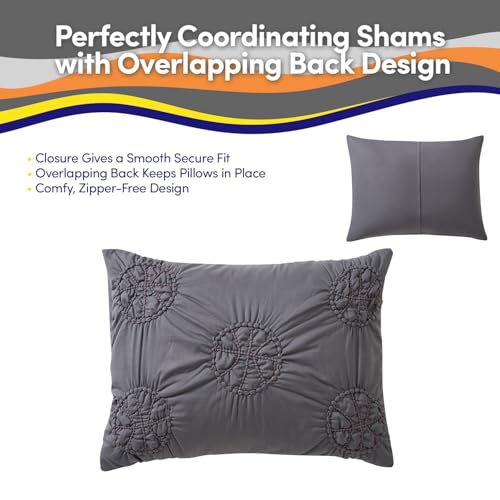 Image of Basketball Pintuck Comforter Set Twin Size - Bed in a Bag with Sheets, Pillowcases & Shams - Soft Stylish Sports Bedding - All Season Boy's Basketball Bed Set
