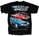 Chevy Chevrolet Need for Speed 69 Camaro 70 Chevelle Muscle Cars T Shirt CVLUS-B (Large) Black