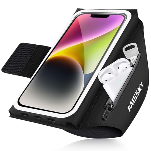 Razobws Brassard Telephone Sport avec Fixations Élastiques Pliables, Porte Telephone Course a Pied pour Sport, Brassard Running pour iPhone 16 Pro Max Galaxy...