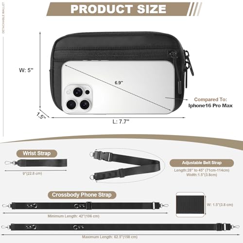 Image of YFWE Phone Strap Crossbody, Clip and Go Strap for Phone with Wallet Crossbody, Adjustable Phone Lanyard Belt Strap with Detachable RFID Wristlet Wallet (XL)