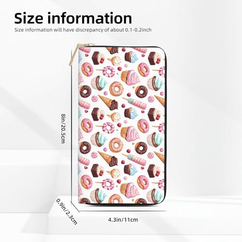 Ice Cream Cake Colorful Print Wallet Women, Leather Bifold Multi Card Wallet, Long Purse Women's Wallets2