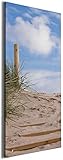 Wallario Leinwandbild Auf der Holztreppe zum Strand - 30 x 75 cm: Brillante lichtechte Farben, hochauflösend, verzugsfrei